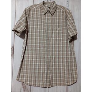 North Face Shirt Mens‎ Large Brown Plaid Short Sleeve Button Up Outdoors Casual